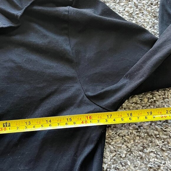 Ralph Lauren Blouse Black Womens Medium Ruffle 100% Cotton Long Sleeve Top - Picture 7 of 8